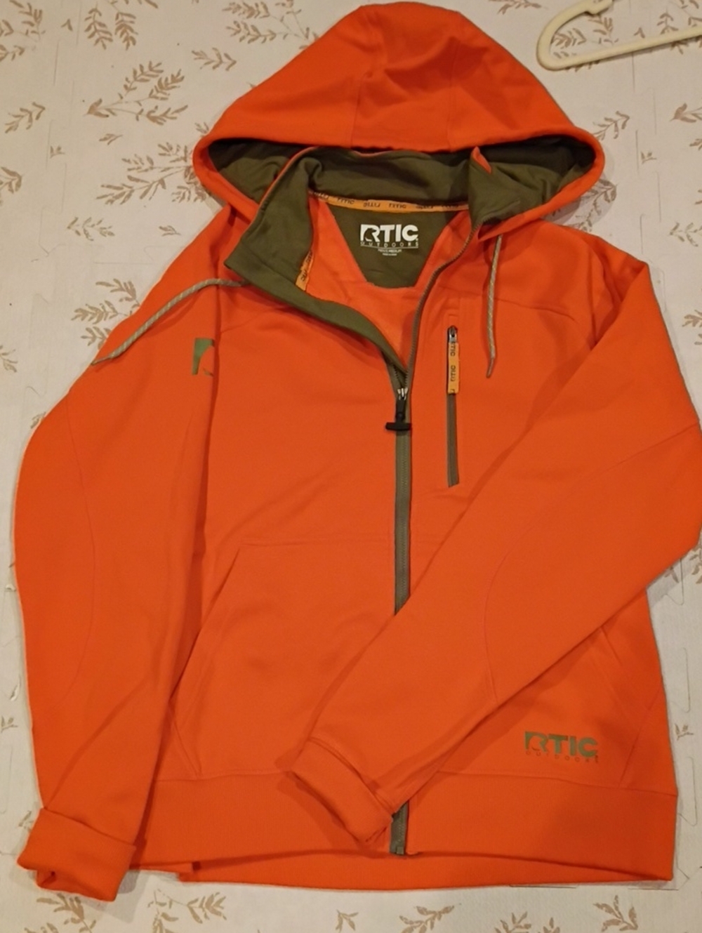 Artlc Men's Orange Hooded Hoodies Full Zip Jacket